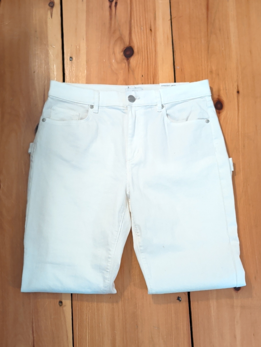 Womens White Straight-crop Jeans